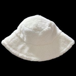 White Furry Bucket Hat